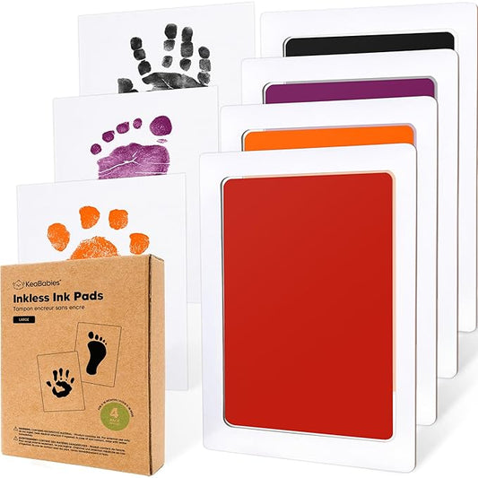 4-Pack Inkless Baby Hand and Footprint Kit - Mess Free Ink Pad for Newborn Keepsake, Dog Nose & Paw Print Kit, Clean Touch Ink Pad for Baby Hand & Footprints, Ideal New Mom Gifts (Halloween, L)-CubbioJoy