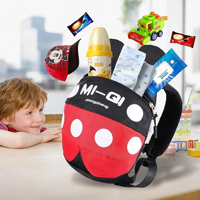 CZSYZCZS Toddlers Leash + Anti Lost Wrist Link Child Kids Safety Harness Kids Walking Wristband Assistant Strap Belt (black red)-CubbioJoy