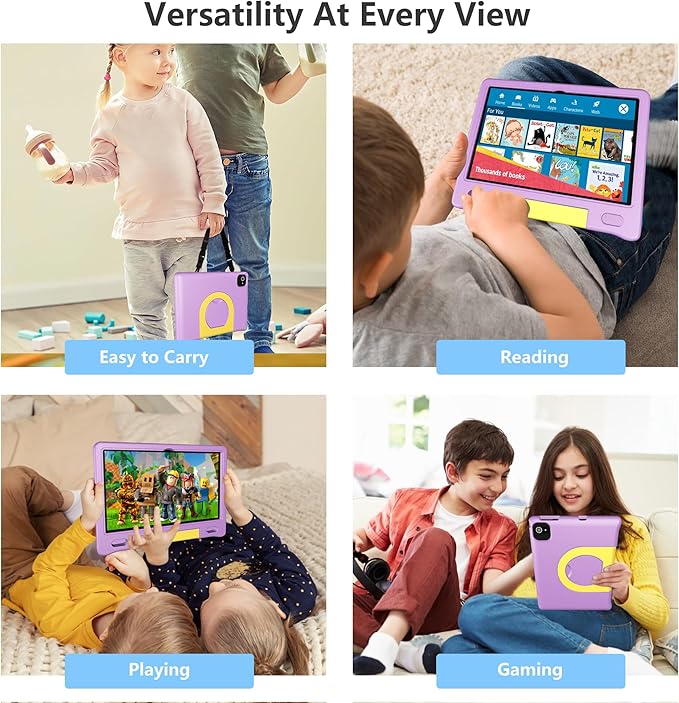 10.1 Inch Kids Tablet with Shockproof Case | Android 14, 64GB+8GB RAM, 12H Battery | Parental Control, Google Kids Space & Preloaded Educational Apps | WiFi 6, HD Display, Ages 3-12-CubbioJoy