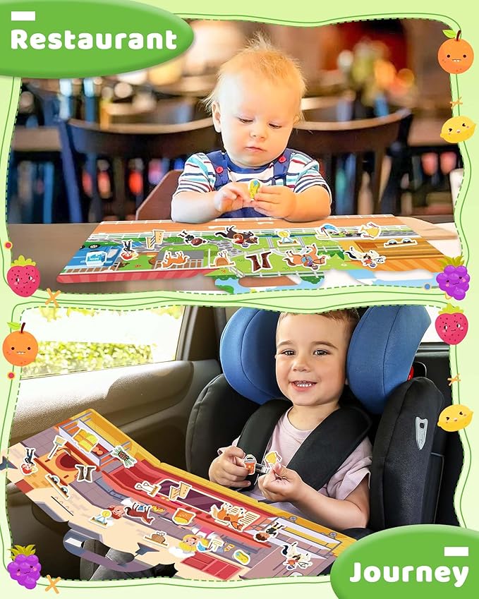 Benresive Reusable Sticker Book for Toddlers 2-4 Years, Fun Travel Stickers for Kids, Waterproof Sticker Books for Toddlers 1-3, Crafts Activities for Todddlers 1-3 2-4 3-5 - Riding-CubbioJoy