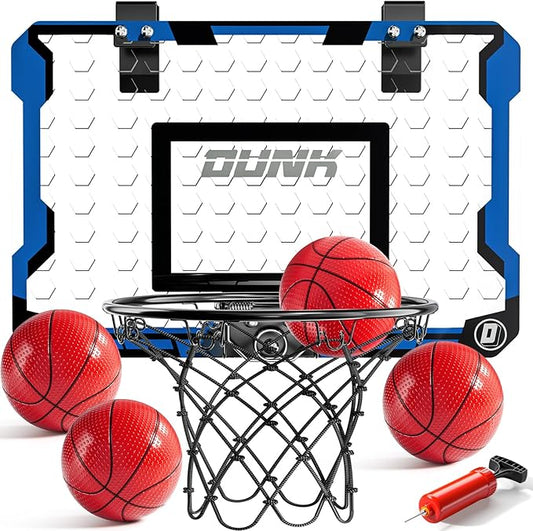 Indoor Basketball Hoop for Kids, Over The Door Mini Basketball Hoops, Mini Hoop with 4 Balls, Kids Basketball Hoop Sport Toys Gifts for 5 6 7 8 9 10 11 12+ Year Old Boys-CubbioJoy