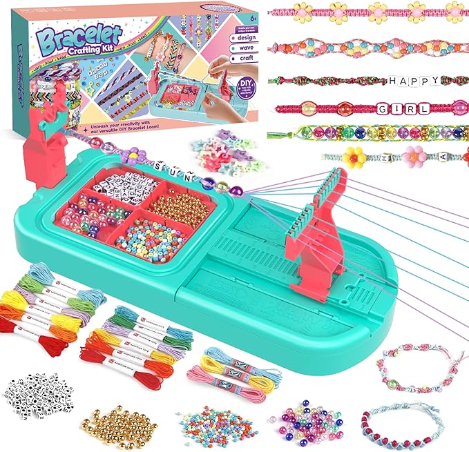Arts and Crafts for Kids Ages 8-12,Friendship Bracelet Making Kit for Girl,DIY Arts and Crafts Maker for Kids,Jewelry Making Kit Christmas Gifts for Ages 6 7 8 9 10 11 12 Year Old (Blue/Pink)-CubbioJoy