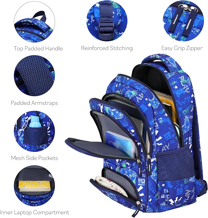 Kids Backpack - Astro Black | Durable Elementary School Bag for Boys | 17" Tall | 24L Capacity