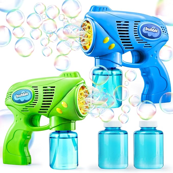 JOYIN 2 Kids Bubble Gun with 2 Bottles Refill Solution, Bubble Machine Gun for Toddlers 1-3 Kids 4-8, Party Favors, Summer Toy, Outdoors, Easter, Birthday Gift-CubbioJoy