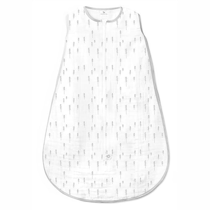 Amazing Baby Cotton Muslin Sleeping Sack, For Baby Boy or Girl, Wearable Blanket with 2-way Zipper, Trees, Sterling, Small (0-6 Month)-CubbioJoy