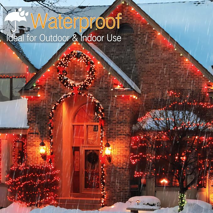 Brizled Red Christmas Lights, 33ft 100 LED Christmas String Lights, 5mm Wide Angle Mini Xmas Tree Lights, 120V UL Certified Connectable Xmas Light for Tree Party Wedding Home Indoor Outdoor Decoration-CubbioJoy