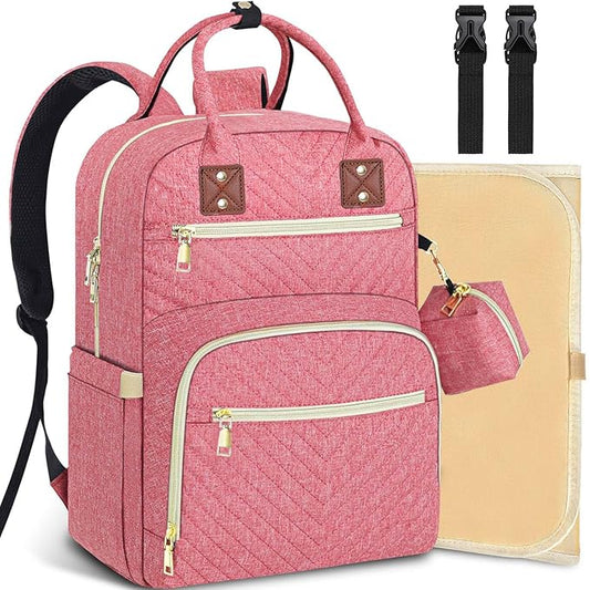 Baby Diaper Bag Backpack, Travel Diaper Bags for Babys Girl Boy Large Capacity Baby Bag Backpack for Women Pink-CubbioJoy