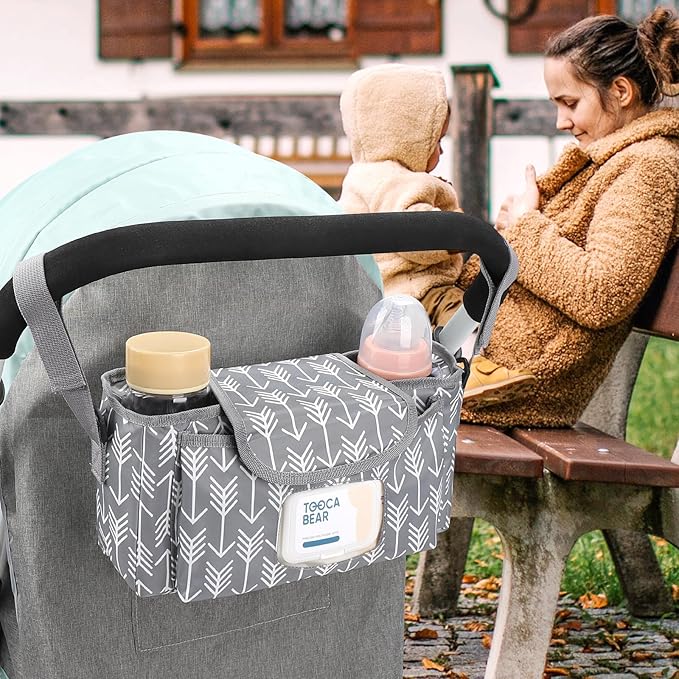 Accmor Universal Stroller Organizer with Insulated Cup Holder and Shoulder Strap, Stroller Bag Caddy Organizer Stroller Accessories for Uppababy, Baby Jogger, Nuna, Doona, Britax Strollers-CubbioJoy