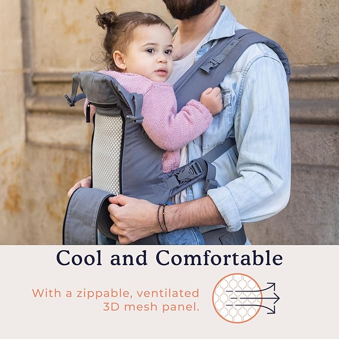 Beco 8 Hybrid Baby Carrier from Newborn to Toddler (7-45lbs) - All in One Mesh Front and Hip Carrier Backpack with Adjustable Seat - Cooling, Ergonomic and Comfortable - Dark Grey-CubbioJoy