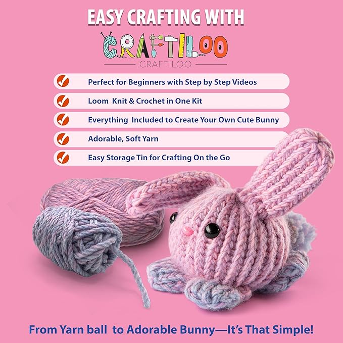 CRAFTILOO Loom Knitting and Crochet kit for Kids Crochet kit for Beginners Knitting kit for Beginners Knitting Loom Learn to Crochet Kits for Adults Beginner-CubbioJoy