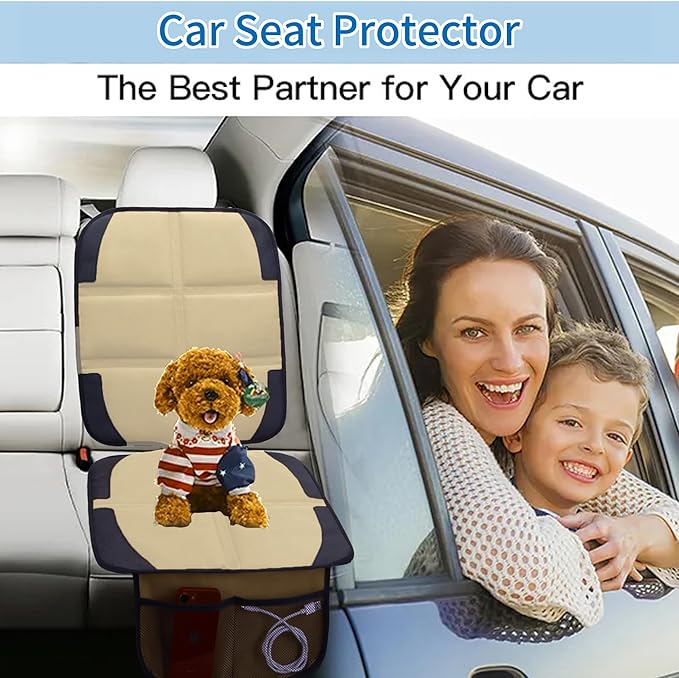 Car Seat Protector for Child Car Seat, 2 Pack Baby Car Seat Covers with Mesh Pockets & Non-Slip Backing 600D Durable Seat Protector-CubbioJoy