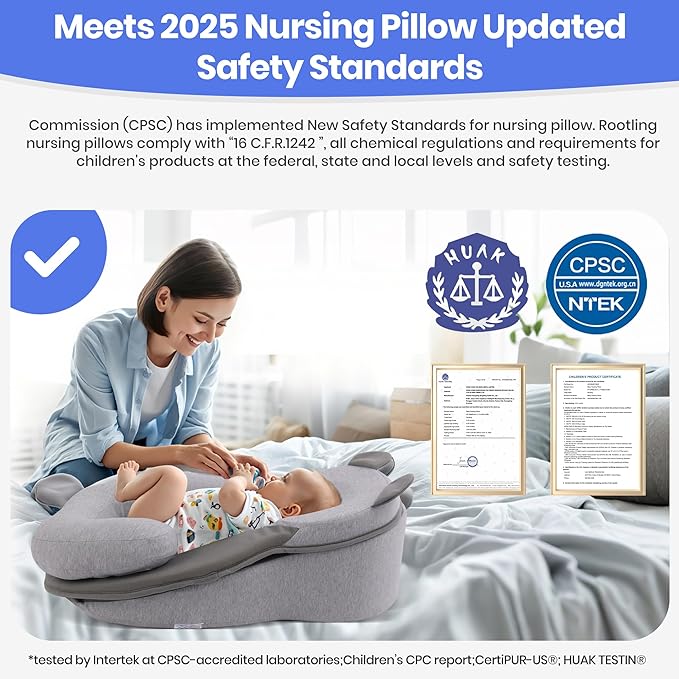 Baby Feeding Pillow, Anti Overflow Feeding Pillow for Reducing Spit-Up, Safety Nursing Pillow, Baby Lounger Reflux Wedge Breastfeeding, Removable top and Bottom-CubbioJoy