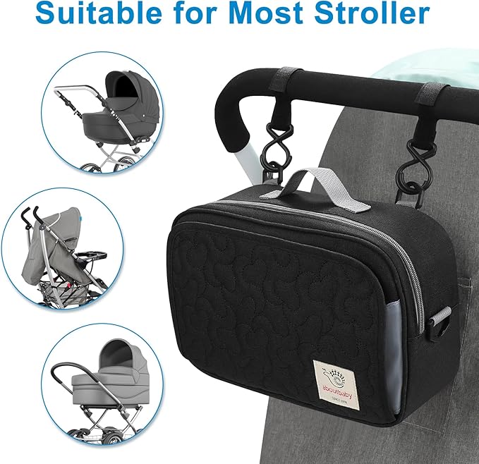 Accmor Stroller Organizer, Universal Stroller Organizer with Insulated Cup Holder Pocket, Dual Purpose Large Capacity Stroller Bag Caddy, Stroller Accessories Fits for Uppababy, Doona, Nuna Strollers-CubbioJoy