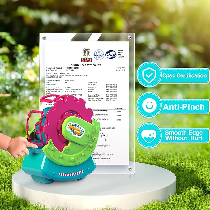 Bubble Machine for Toddlers Kids & Pets, with 8oz Safe Solution, Extra Large & Bubbles in Bubble Maker, Children & Pets Dog Toys Gift, Indoor/Outdoor Birthday Wedding Party Bubble Blower-CubbioJoy