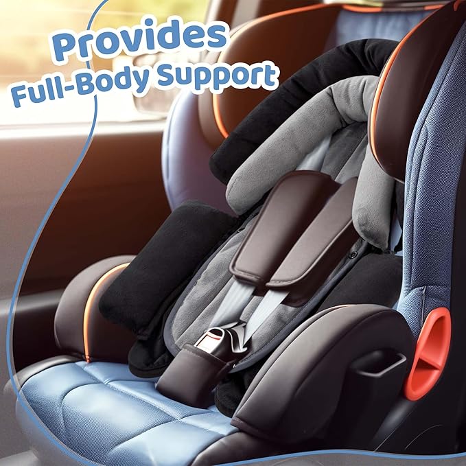 Pro Goleem Breathable 3-in-1 Infant Car Seat Head Support, Soft Infant Car Seat Insert, Carseat Cushion for Toddler, Perfect for Car Seat, Strollers, Swings, Carrier, Bouncer, Black and Grey-CubbioJoy