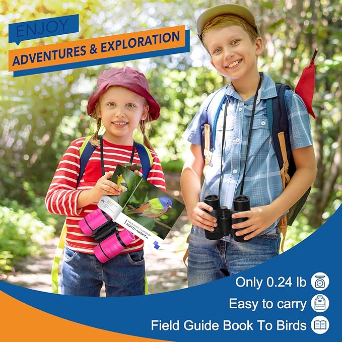 Boy Toys Ages 3-8: Kids Binoculars with Bird Watching Manual 4 5 6 7 8 Year Old Boys Girls Easter Birthday Gifts Outdoor Travel Binoculars Toy for Kid Age 4-6 Toddler Camping|Hiking Toys-CubbioJoy