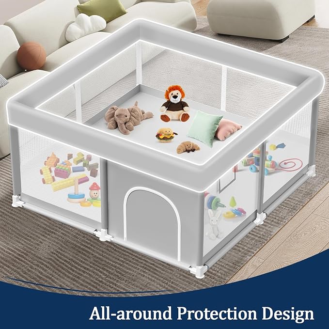 Baby Playpen 50x50 Inch, Playpen for Babies and Toddlers Baby Playpen Fence Playard Activity Center, Without MAT Included-CubbioJoy