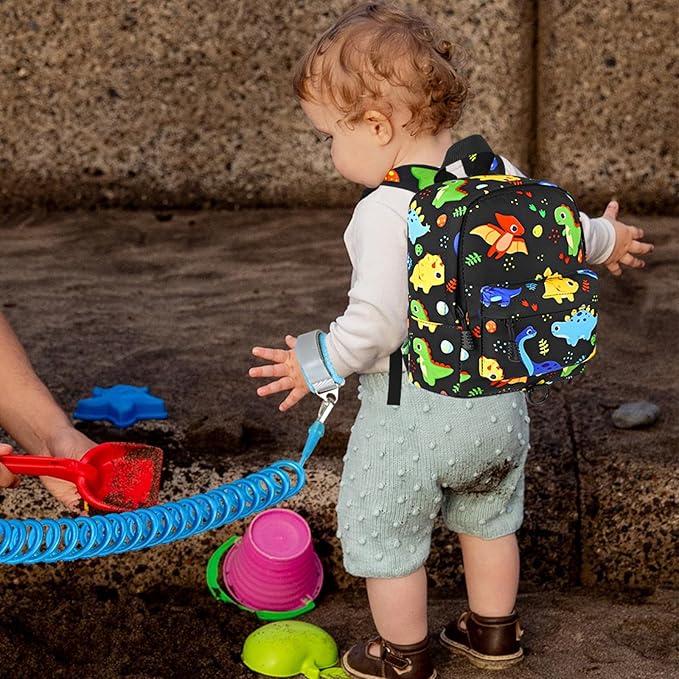Accmor Toddler Backpack Leash, Cute Kids Backpack with Anti Lost Wrist Link, Mini Child Backpack Leash Baby Walking Harness for Travel, Small Dinosaur Backpack Tether for Boys Ages 1-3-CubbioJoy