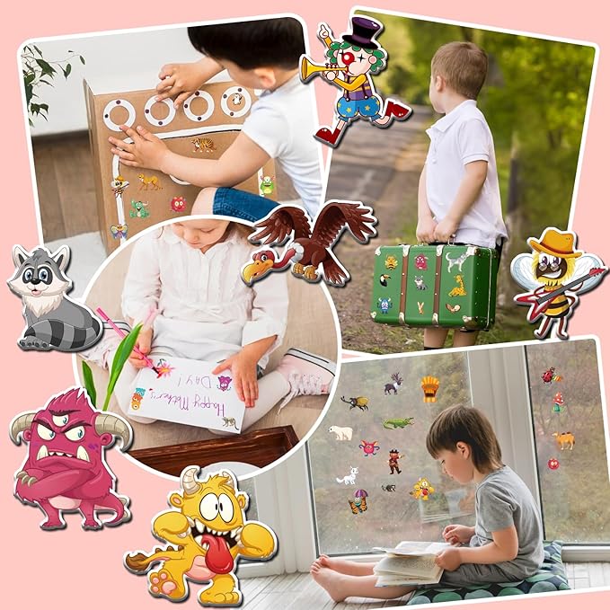 6Set Reusable Sticker Books for Kids 1-3 2-4 Years Old, 3D Puffy Stickers Books for Toddlers,Monster+Insects+Forest+Desert+Polar+Amusement Park-CubbioJoy