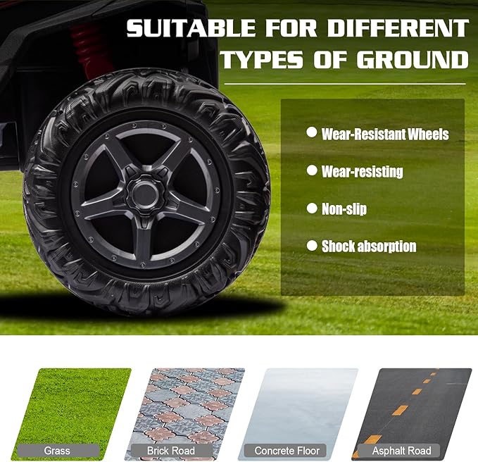 4WD Ride On Car with Remote Control,24V 2Seater Kids Electric Toy Off-Road Truck for Kids,Ride on Buggy for Side by Side(Blue)-CubbioJoy