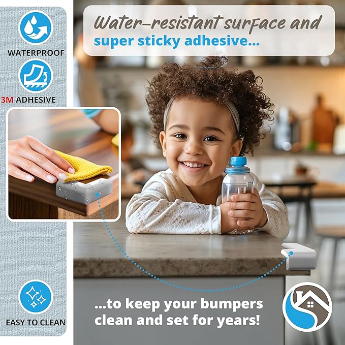 8-Pack Corner Protectors Baby Proof, Furniture Corner and Edge Safety Bumpers, Soft Rubber Foam Cushion Covers, 3M Taped Corner Guards, Baby Child Proofing Pads, Table Corner Protectors, Grey-CubbioJoy