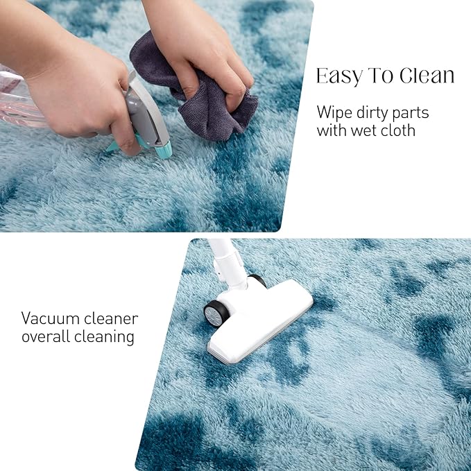 Area Rugs 8x10, Fluffy Rugs for Living Room, Ultra Soft Rugs for Bedroom, Non-Slip Indoor Carpet for Nursery, Kids Room, Playroom, Home Decor, Tie-Dyed Blue-CubbioJoy