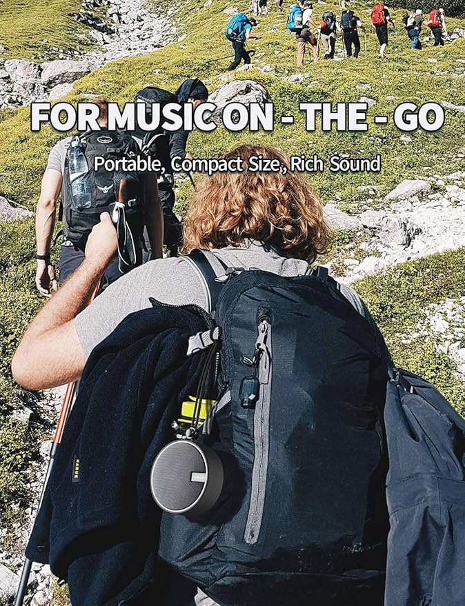 INSMY C12 IPX7 Waterproof Shower Bluetooth Speaker, Portable Small Speaker, Speakers Bluetooth Wireless Loud Clear Sound Support TF Card Suction Cup for Kayak Canoe Beach Gift (Black)-CubbioJoy