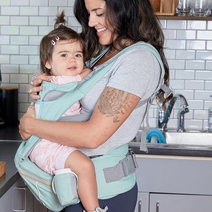 Baby Carrier - 6-in-1 Ergonomic Soft Carrier with Hip Seat and Large Storage, Front and Back Positions, Adjustable Waist Up to 43 Inches, for Infants Aged 2-36 Months, Weighing 6-45 lb-CubbioJoy