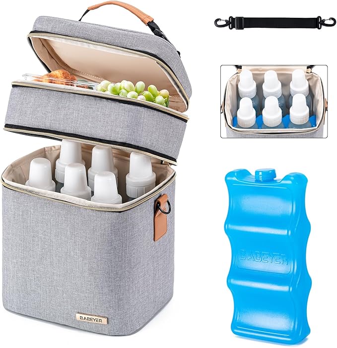 Breastmilk Cooler Bag with Ice Pack Fits 6 Baby Bottles Up to 9 Ounce-CubbioJoy