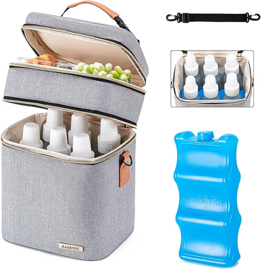 Breastmilk Cooler Bag with Ice Pack Fits 6 Baby Bottles Up to 9 Ounce-CubbioJoy