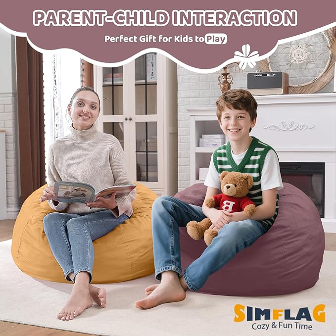 2FT Bean Bag Chair, Comfy Bean Bag Chairs with Memory Foam Filled, Fluffy Beanbag Sofa with Dutch Velvet Cover,Teardrop BeanBag Chairs for Living Room, Playroom - Dusty Pink-CubbioJoy