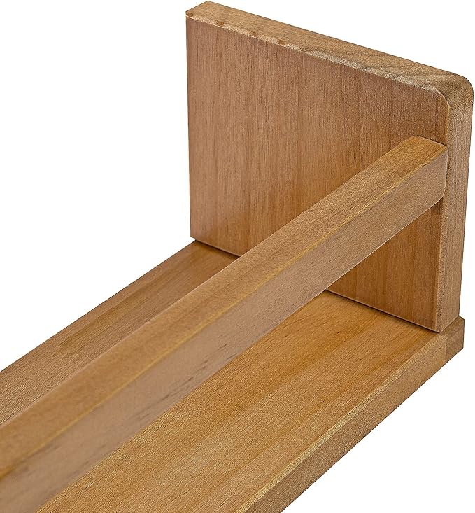 AZSKY Nursery Shelves Light Walnut Floating Book Shelf Organizer for Baby Nursery Décor Wall Book Shelves for Kids Room 24 Inch Wood Wall Ledge Shelves for Bathroom Kitchen Spice Rack a Set of 3-CubbioJoy