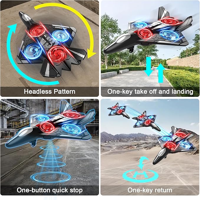 4DRC V31 Foam RC Planes Remote Control Airplanes for Kids Adults 4-7 8-16, Remote Control Planes Fighter Jet with Light, 360° Flip Fighter Jet Toy, Gravity Sensing, Stunt Roll, Gifts for Kids Boys-CubbioJoy