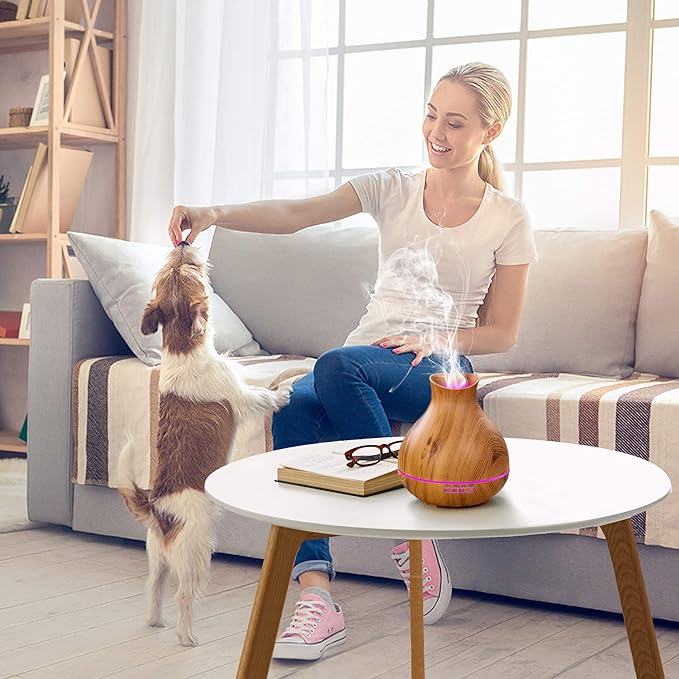 BZseed Aromatherapy Essential Oil Diffuser 550ml 12 Hours Wood Grain Aroma Diffuser with Timer Cool Mist Humidifier for Large Room, Home, Baby Bedroom, Waterless Auto Shut-off,7 Colors Lights Changing-CubbioJoy