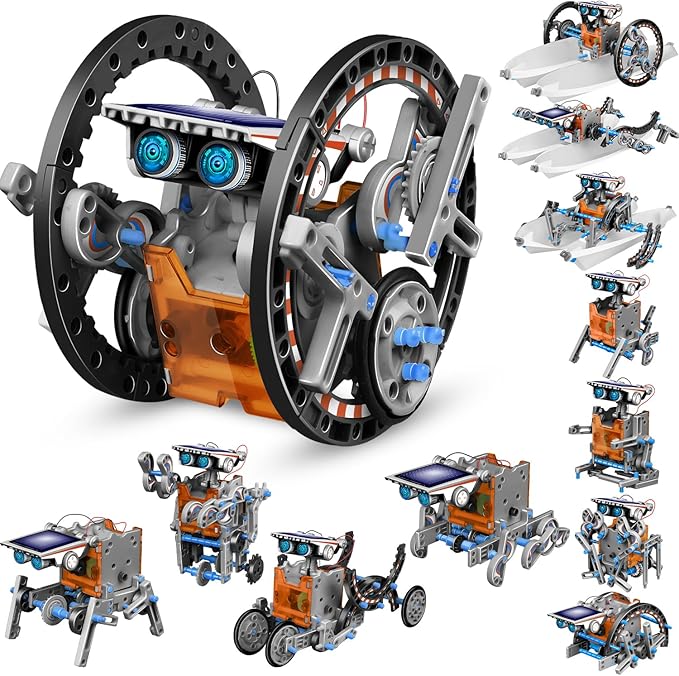 13-in-1 Solar Robot Toys for Ages 8 9 10 11 12 Year Old Boys Girls, STEM Science Kits for Kids Age 8-12, Building Experiments Robotics Kit STEM Projects for Kid Christmas Birthday Gifts (Gray)-CubbioJoy