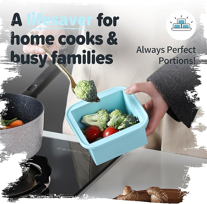2-Cup Silicone Freezer Trays with Lids – Perfect for Meal Prep, Portion Control, and Easy Freezing-Meal Prep Container Molds for Soup,Leftovers (Aqua, 4 Pack)-CubbioJoy