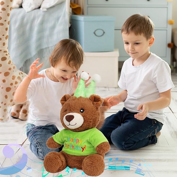 Cuteoy Happy Birthday Bear Musical Stuffed Animal Shaking Singing Dancing Plush Toy Electric Interactive Animated Plushies Gifts for Kids Girls Boys-CubbioJoy