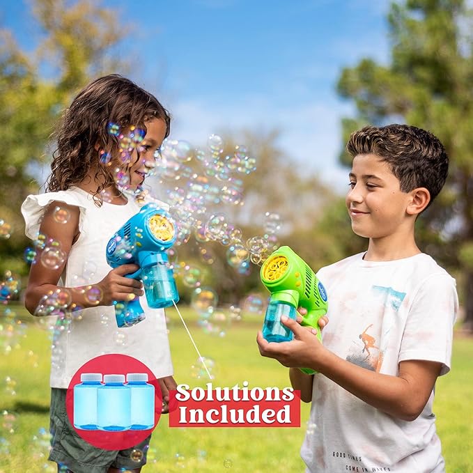 JOYIN 3 Bubble Guns Kit with 3 Solutions for Kids, Bubble Blaster for Summer Toy, Party Favors, Birthday, Outdoor & Indoor Activity, Birthday Gift-CubbioJoy