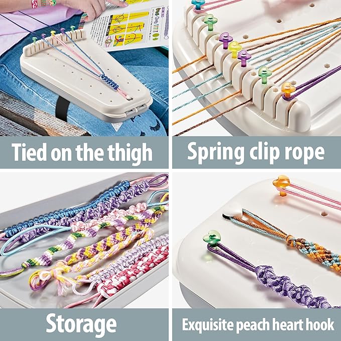 Chilpals Friendship Bracelet Making Kit for Girls,Arts and Crafts for Kids Ages 8-12,Birthday Gifts Ideas for Girl 7 8 9 10 11 Year Old - 2 in 1 Bracelets String Maker Toys Set (White)-CubbioJoy