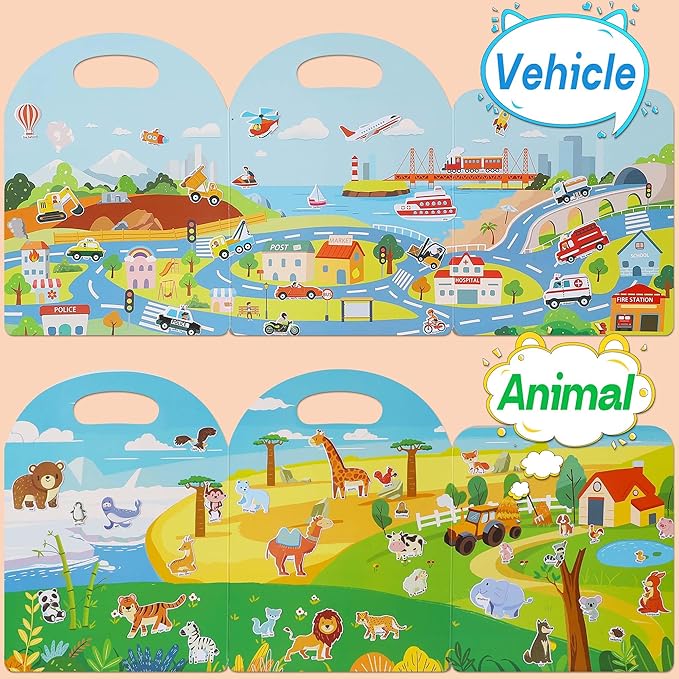 4 Sets Sticker Books for Toddlers 2-4 Years, 122 Pcs Puffy Stickers for Kids, 3D Sticker Books for Toddlers 1-3, Toddler Airplane Travel Essentials for Kids-CubbioJoy