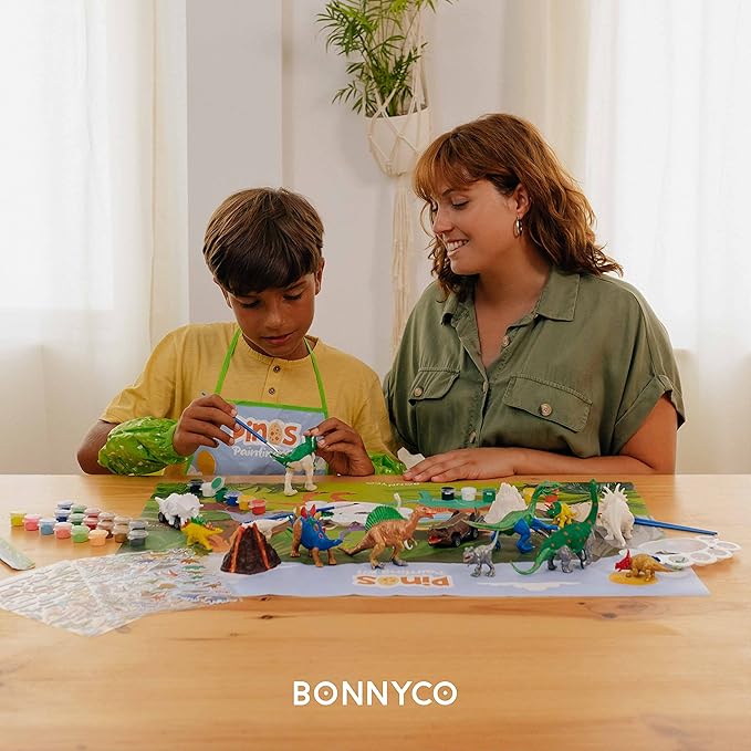 BONNYCO Dinosaur Toys for Kids Painting Kit 16 Figurines Kids Crafts Kits with Glow in The Dark Toys & Gifts for Boys 3 4 5 6 7 8 9 10 Years Old | Dinosaur Gifts Arts and Crafts Birthday Christmas-CubbioJoy