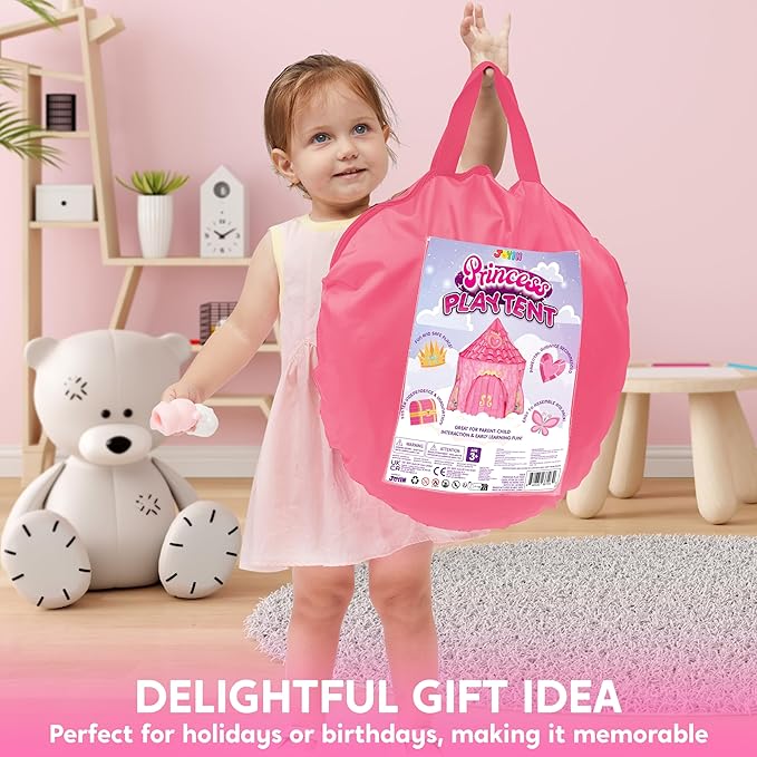 JOYIN Princess Tent Girls Large Playhouse Kids Castle Play Tent for Children, Pop Up Play House for Toddlers Indoor and Outdoor Games-CubbioJoy