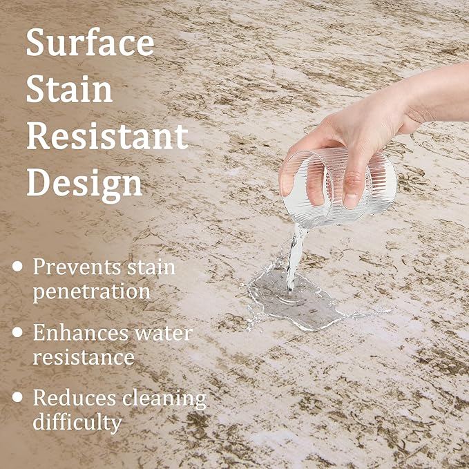 6x9 Area Rug Living Room Rugs - Washable Rug Large Modern Abstract Soft Thin Carpets Indoor Floor No Slip Vintage Carpet for Bedroom Under Dining Table Nursery Home Office Decor Beige-CubbioJoy