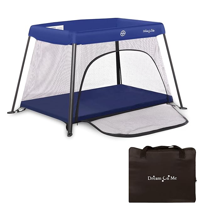 Dream On Me Travel Light Playard with Mesh Zipper Door in Navy-CubbioJoy