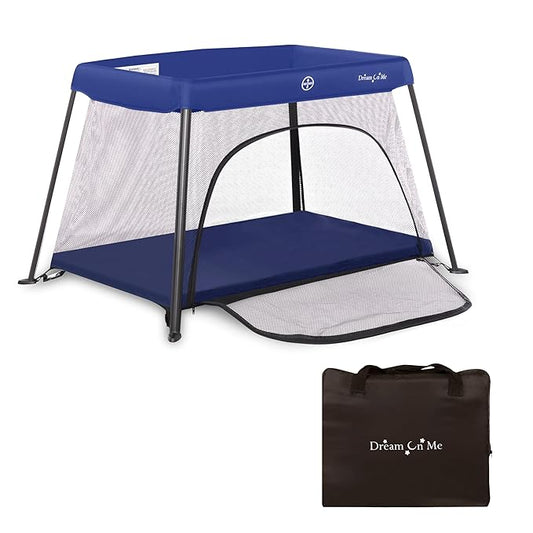 Dream On Me Travel Light Playard with Mesh Zipper Door in Navy-CubbioJoy