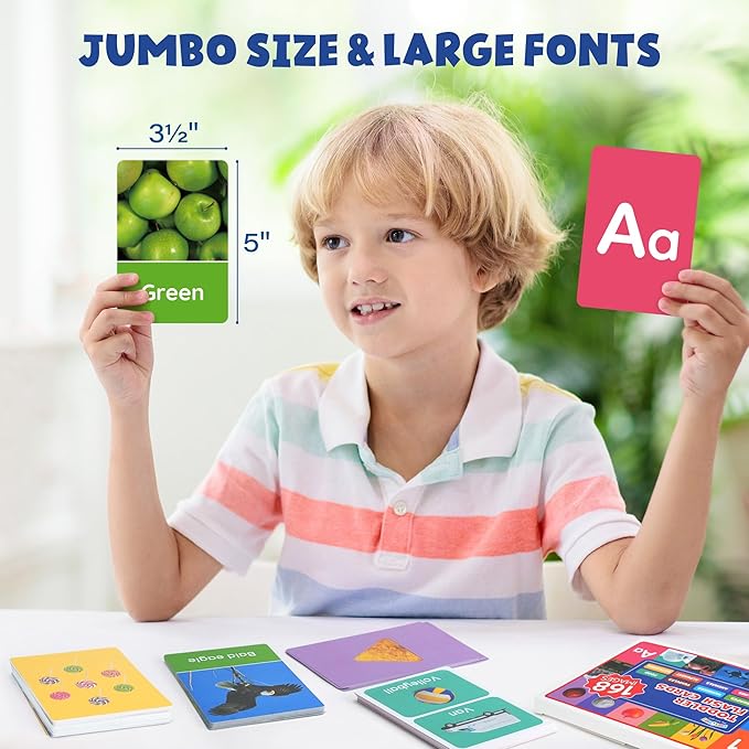 BenBen Flash Cards for Toddlers 1-3, Rip Proof & Waterproof, 84 Double-Sided Educational Flashcards, Alphabet, Number, Animal, Shape, Color, Objects Learning Cards for Kids Age 1 2 3 4-CubbioJoy
