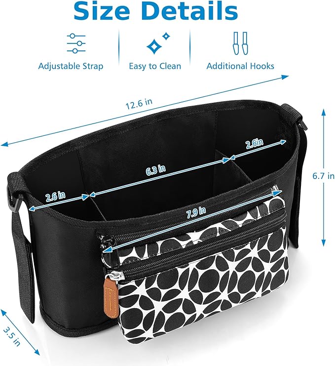 Accmor Universal Stroller Organizer with Detachable Phone Bag, Stroller Bag Caddy Organizer Stroller Accessories for Uppababy, Baby Jogger, Nuna, Doona, Britax Strollers-CubbioJoy