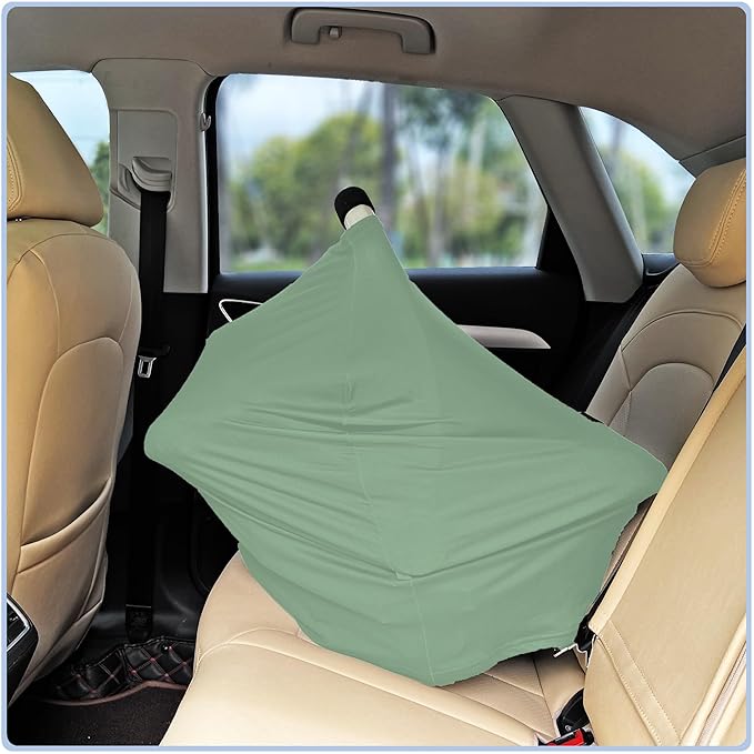Car Seat Covers Baby - Multi-use Cover Carseat Canopy, Breathable Breastfeeding Cover, Car Seat Covers for Bbies, Boys & Girls Shower Gifts (Light Green)-CubbioJoy