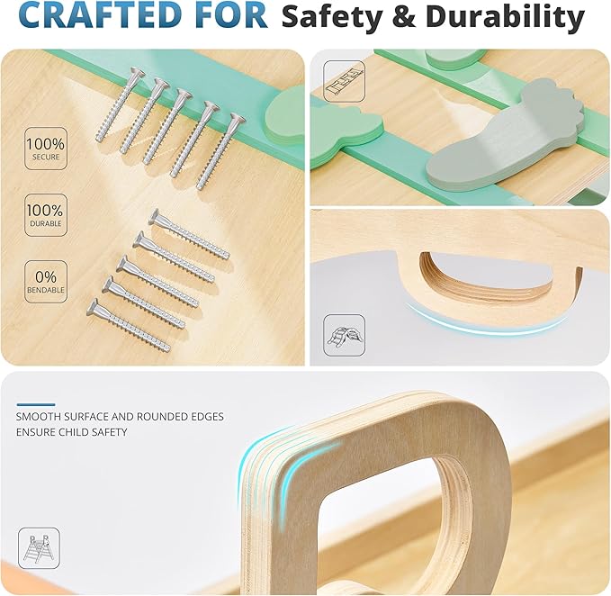 BlueWood 10-in-1 Pikler Triangle Set, Toddler Climbing Toys Indoor, Montessori Climber, Baby Jungle Gyms with Arch, Extra Rope Ladder & Footprint Balance Beam - Emerald Forest-CubbioJoy