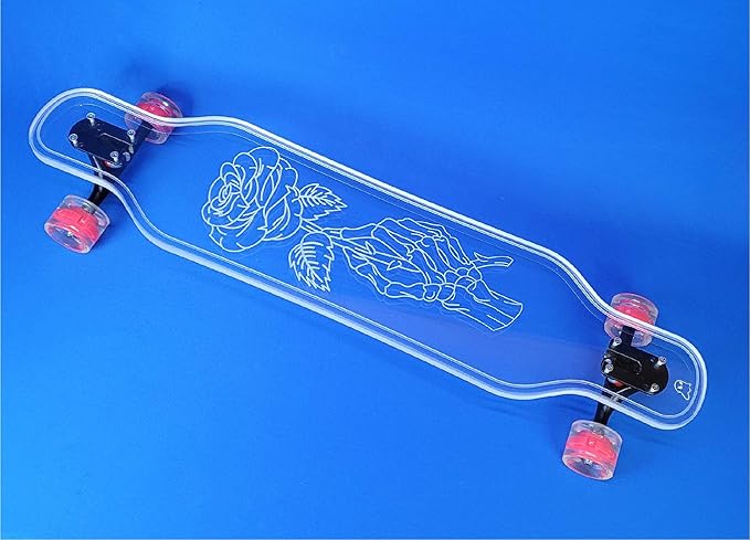 Clear Longboard Skateboard - Transparent Acrylic Long Boards with Light-Up LED Wheels for Smooth Rides - Ride The Streets in Style with Longboard Built for Beginners & Pros Alike-CubbioJoy